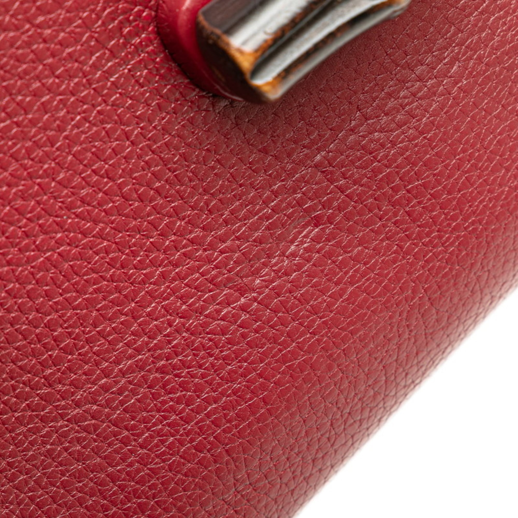 Gucci Red Color Wine Leather Shoulder Bag (Pre-Owned)
