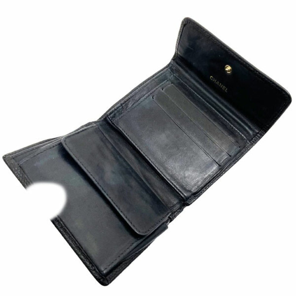 Chanel Black Grained Calfskin Wallet (Tri-Fold)