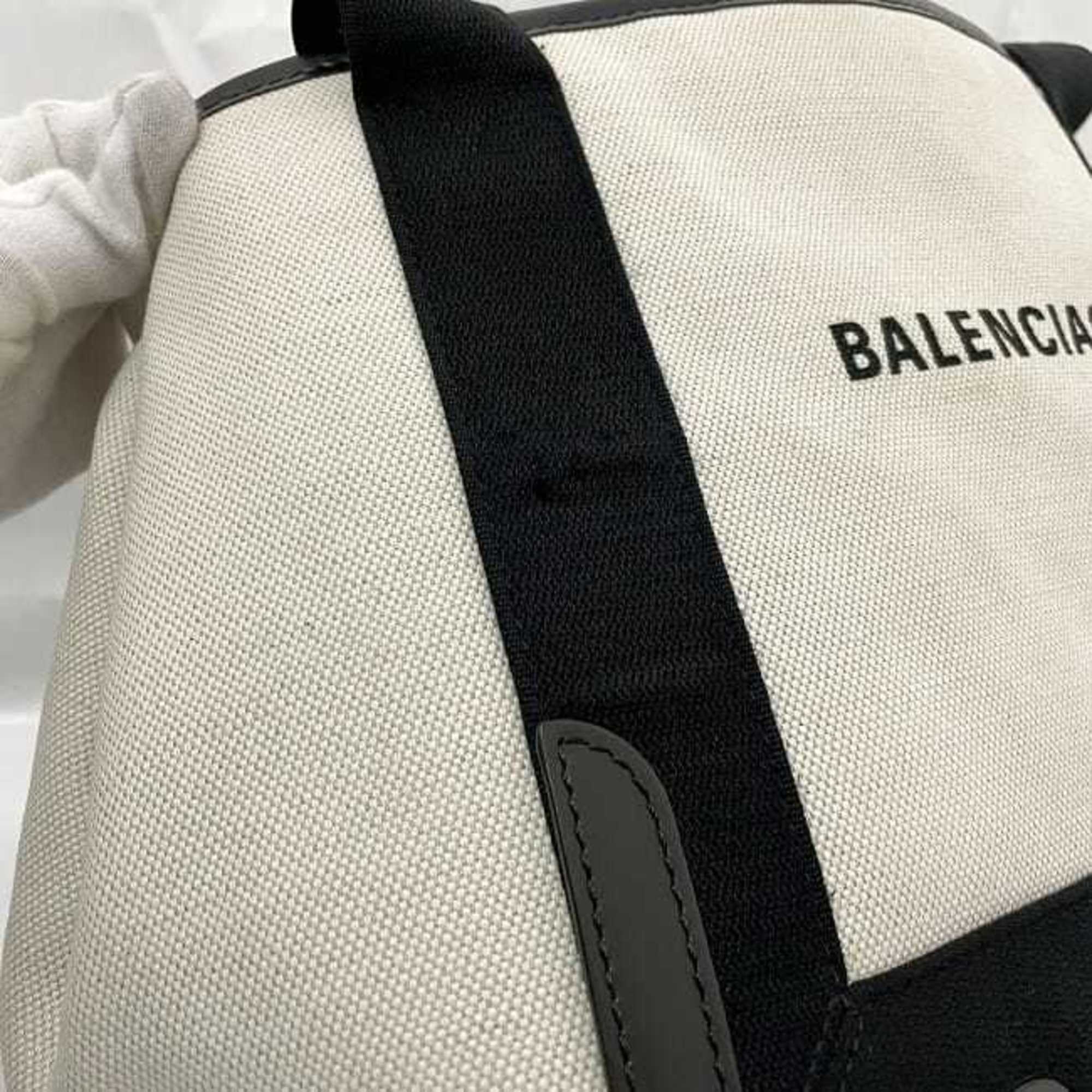 Balenciaga Black White Canvas Leather Handbag Tote