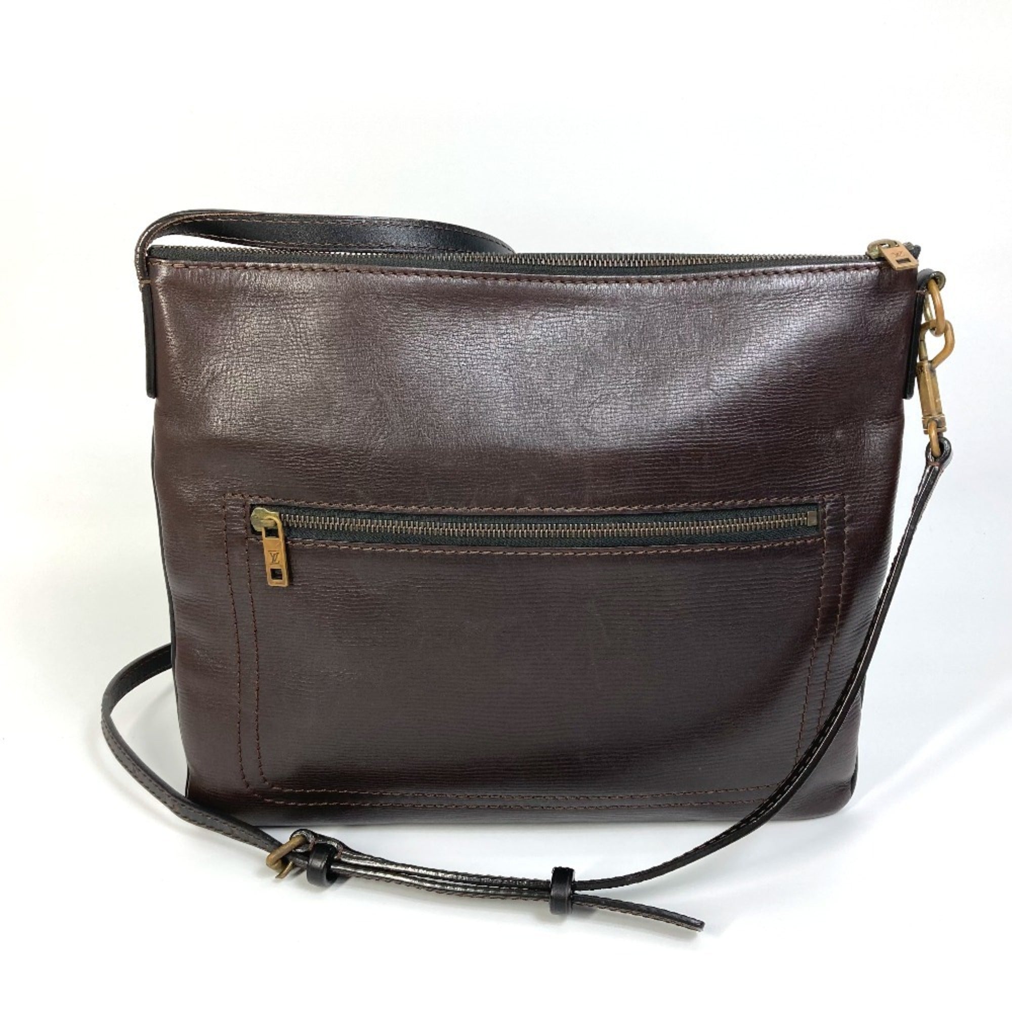 Louis Vuitton Brown Coffee Utah Leather Pochette Shoulder Bag