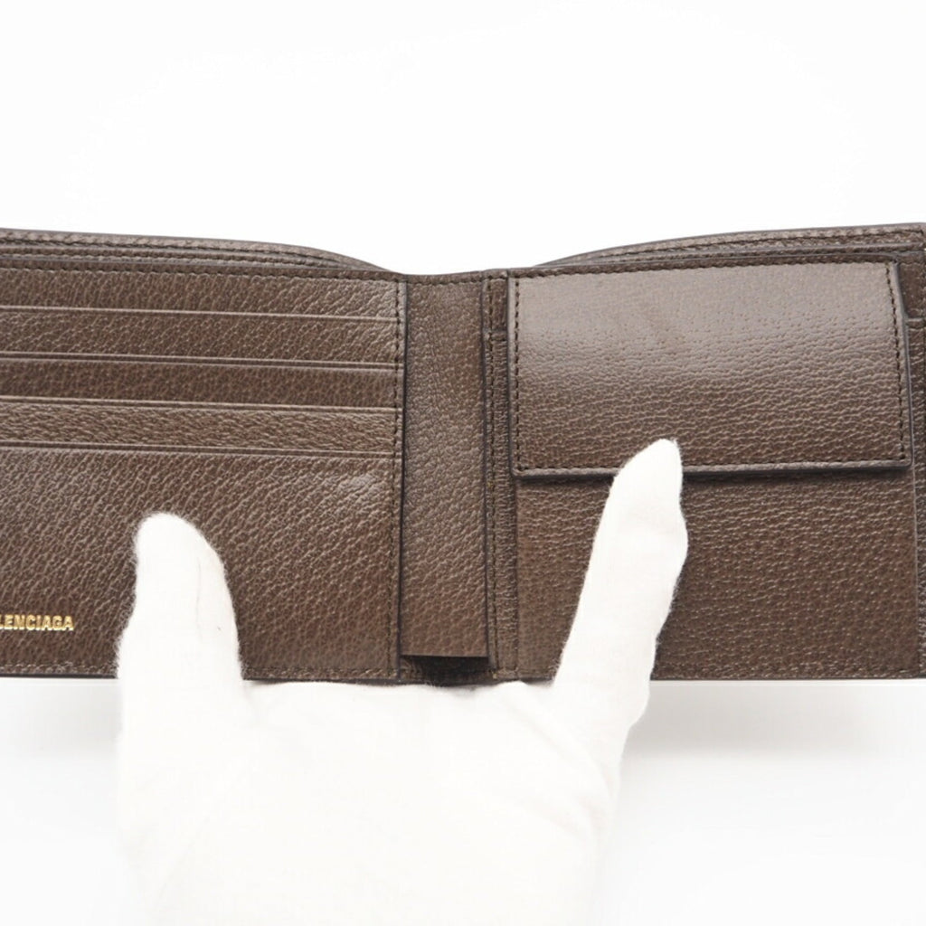 Balenciaga Beige Coated Canvas Leather Wallet (Bi-Fold)