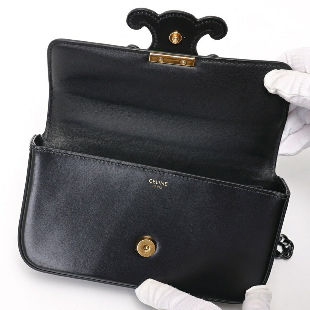 Celine Black Leather Shoulder Bag