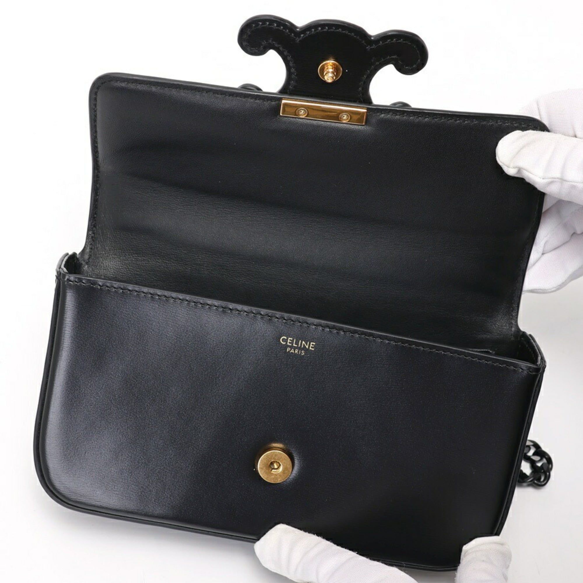 Celine Black Leather Shoulder Bag