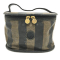 Fendi Black Brown Pvc Leather Pouch Vanity Bag