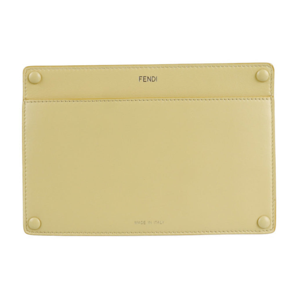 Fendi Cream Yellow Leather Pouch