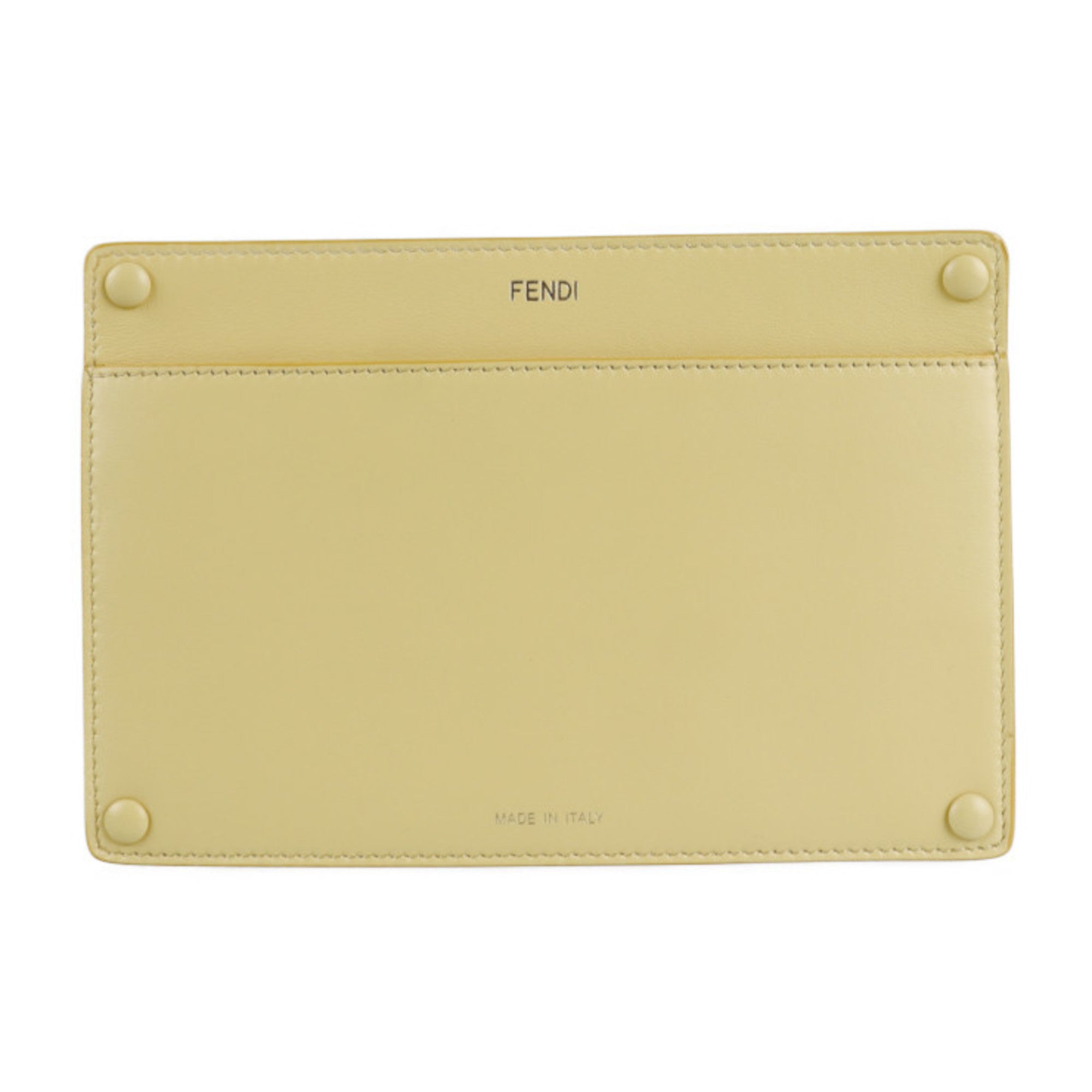 Fendi Cream Yellow Leather Pouch