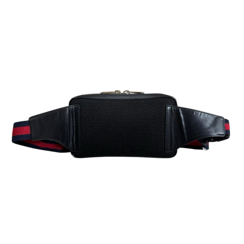 Gucci Sherry Line Black Gray Gg Supreme Leather Fanny Pack Sling Bag (Pre-Owned)
