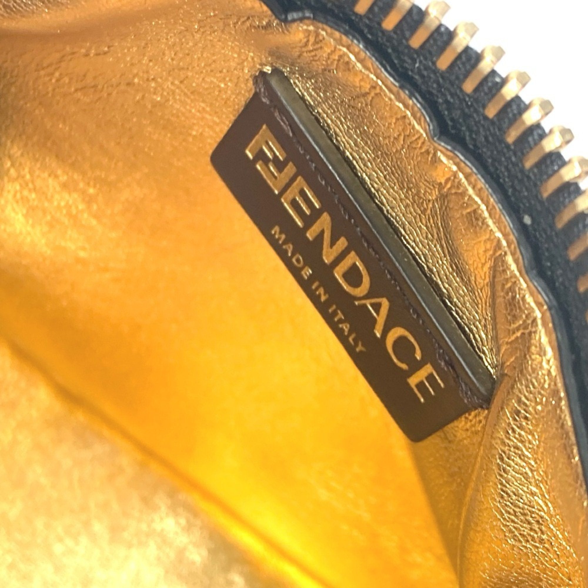 Fendi Black Yellow Nylon Leather Clutch Bag Handbag Pouch