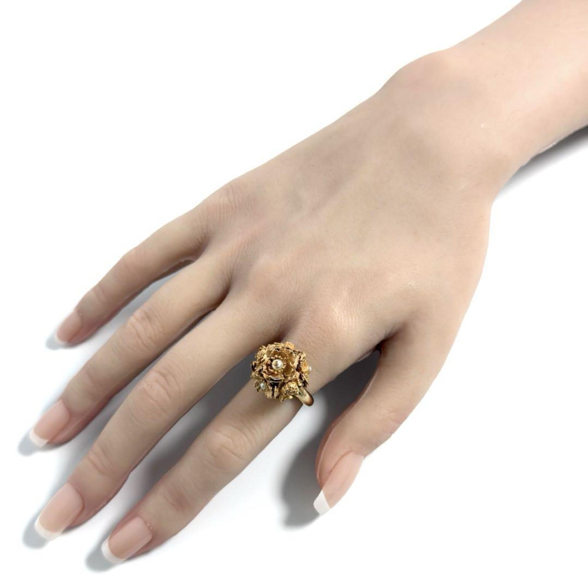 Christian Dior Pink Gold Artificial Pearl Metal Band Ring (Pre-Owned)