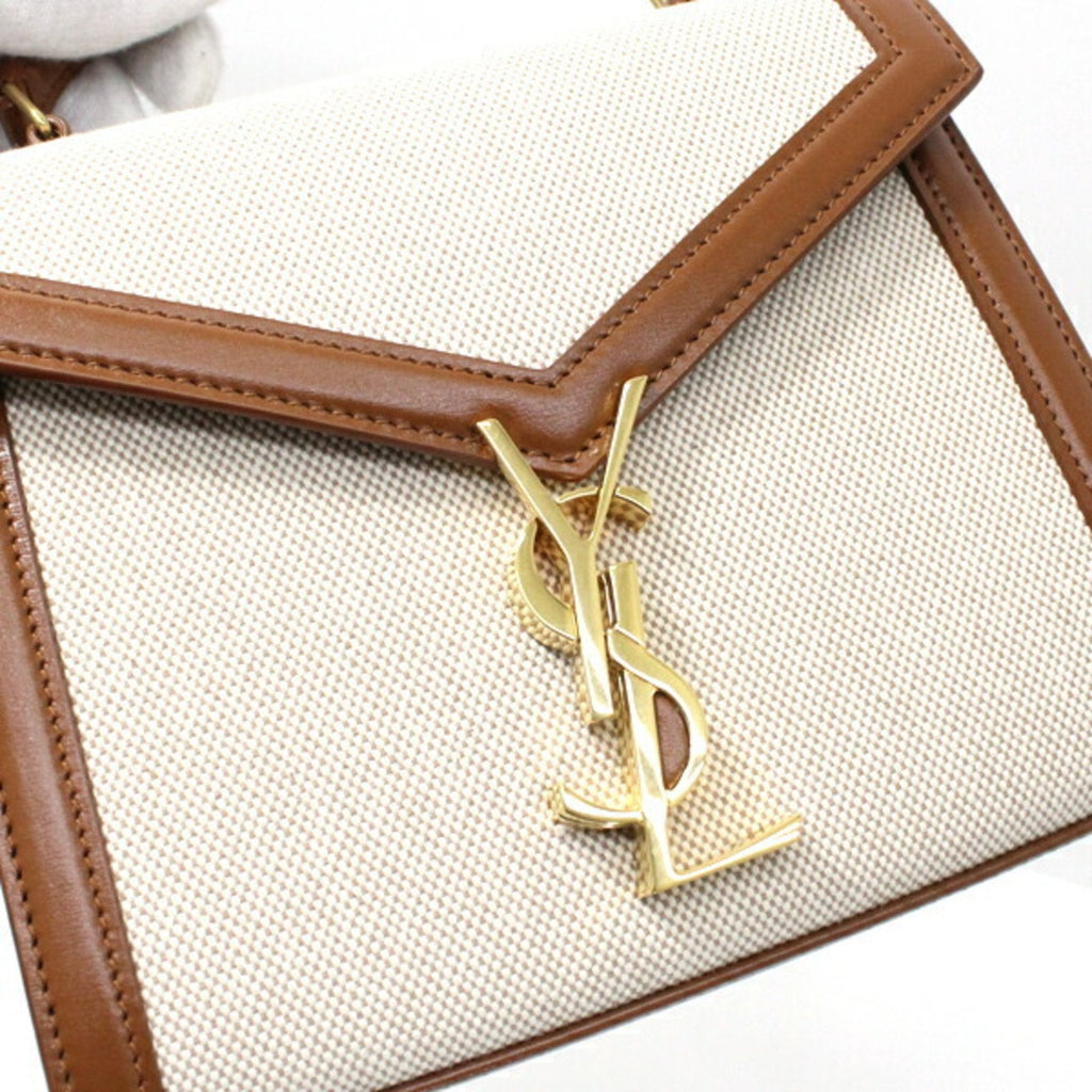 Saint Laurent Brown Canvas Leather Shoulder Bag (Pre-Owned)