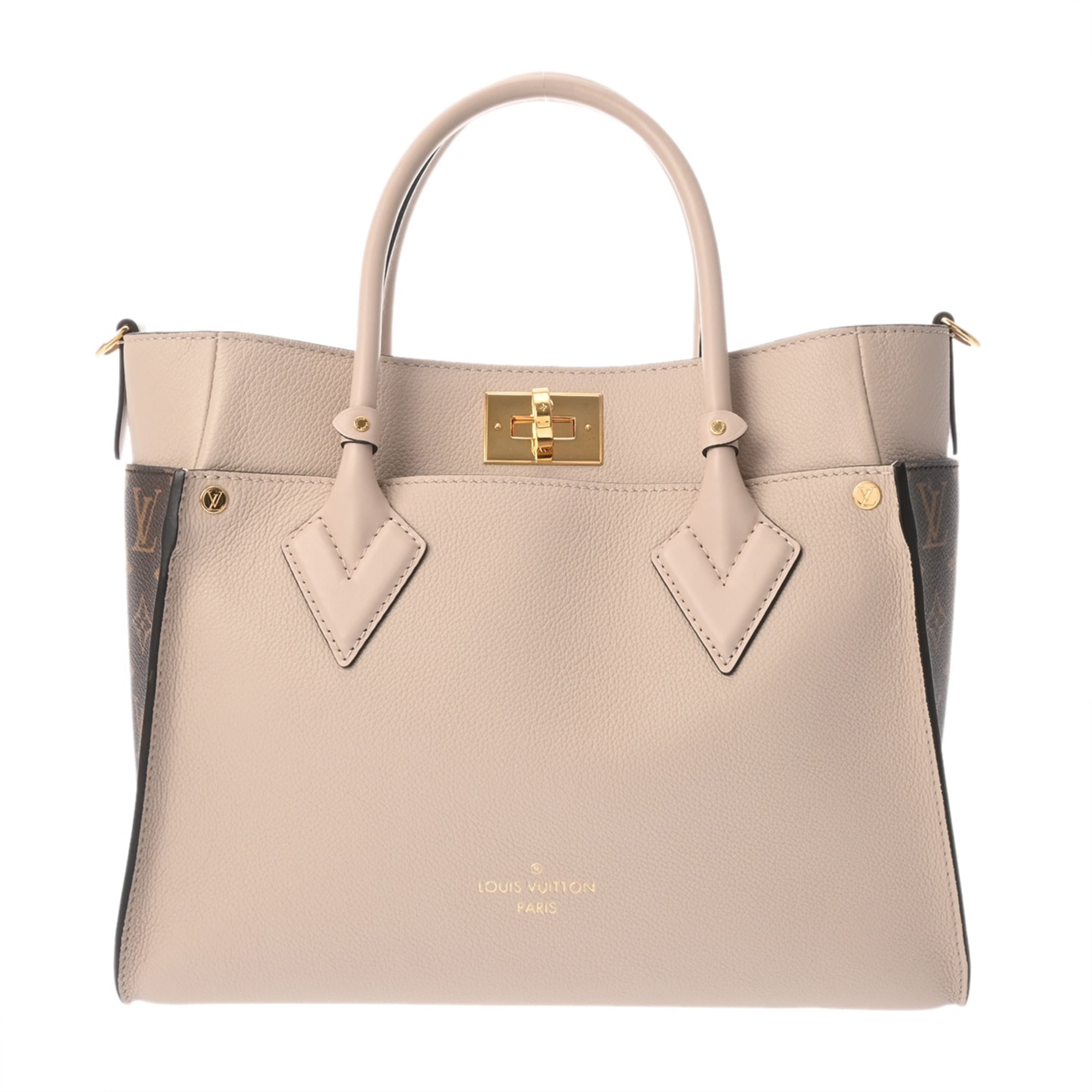 Louis Vuitton Brown Grayish Monogram Canvas Leather Handbag Tote Bag