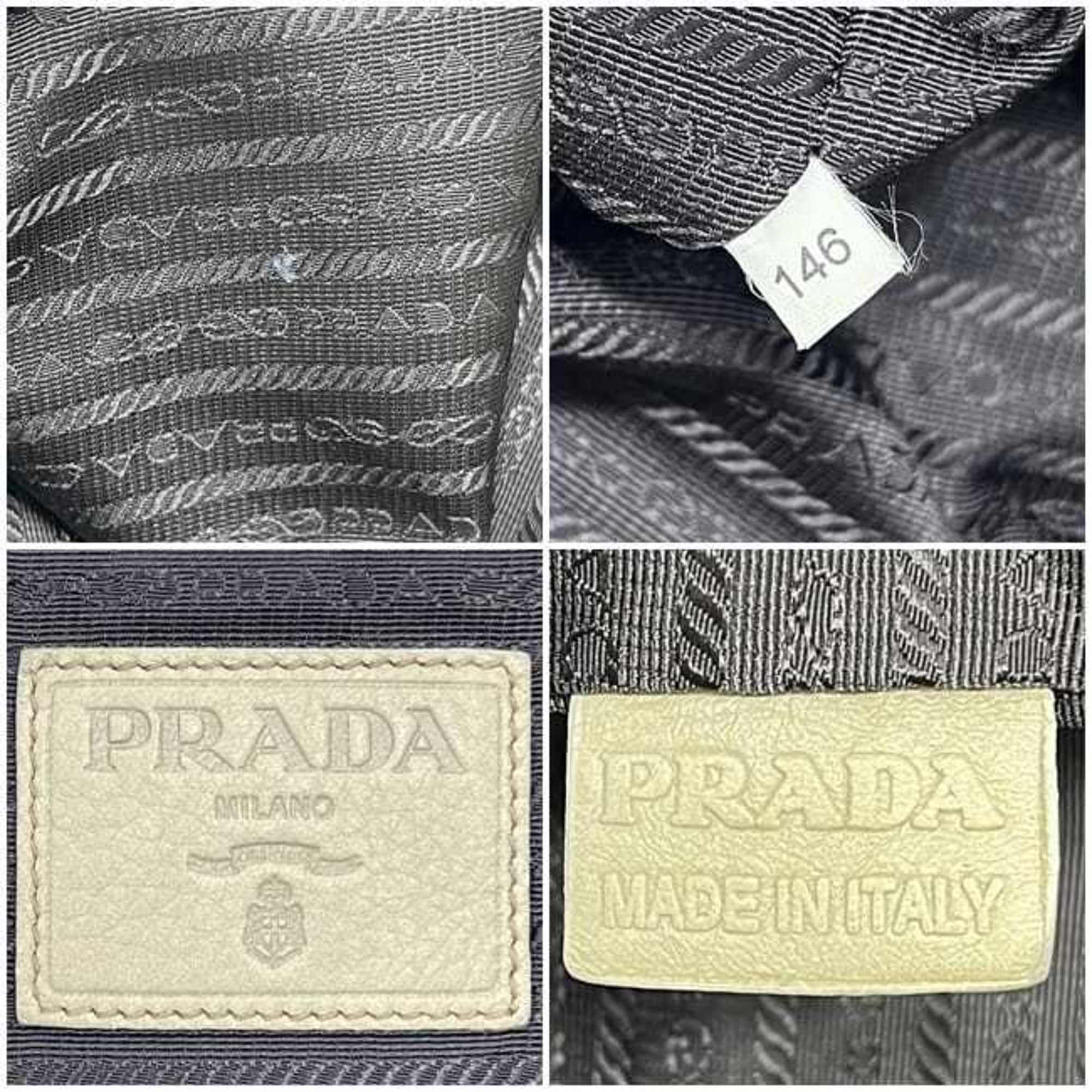 Prada Beige Leather Tote Bag