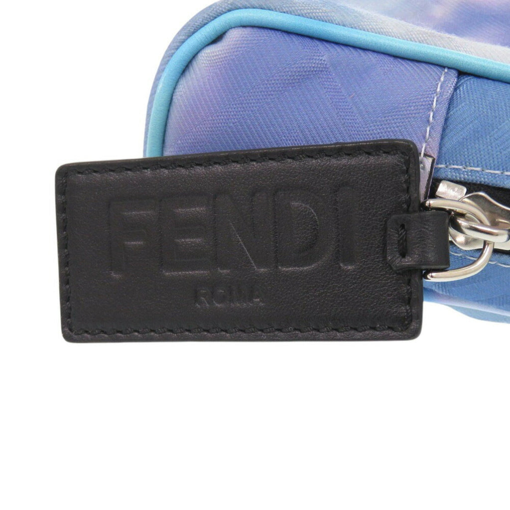 Fendi Light Blue Purple Yellow Fabric Leather Pouch