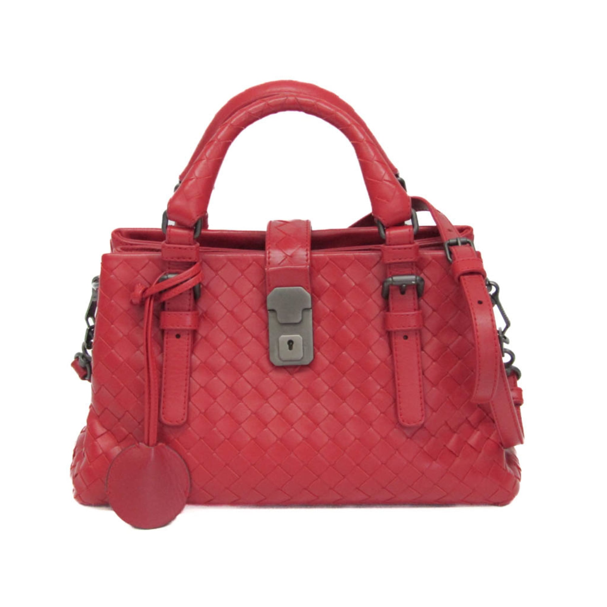 Bottega Veneta Roma Bag Intrecciato Nappa Red Leather Shoulder Bag Bag