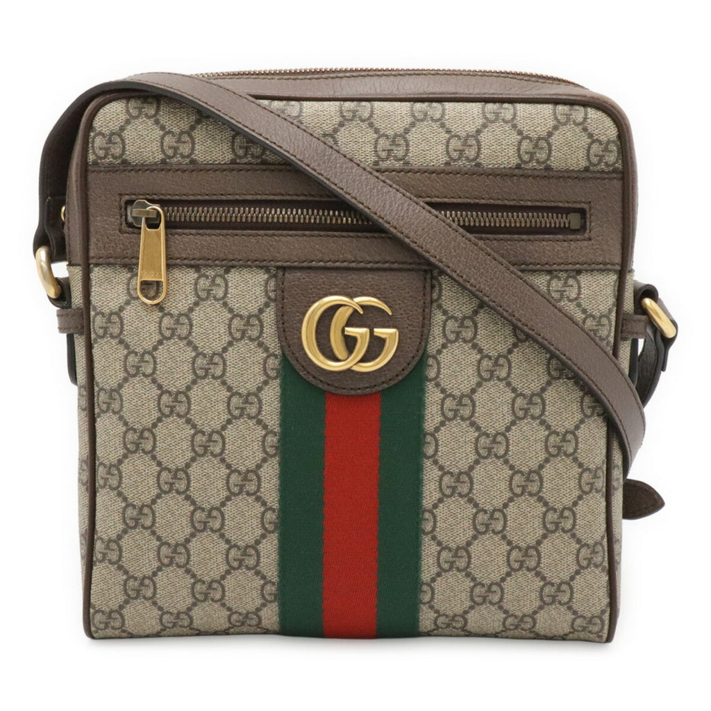 Gucci Sherry Line Beige Green Red Color Gg Supreme Leather Handbag (Pre-Owned)