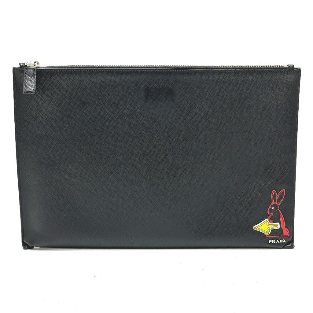 Prada Black Leather Clutch Bag