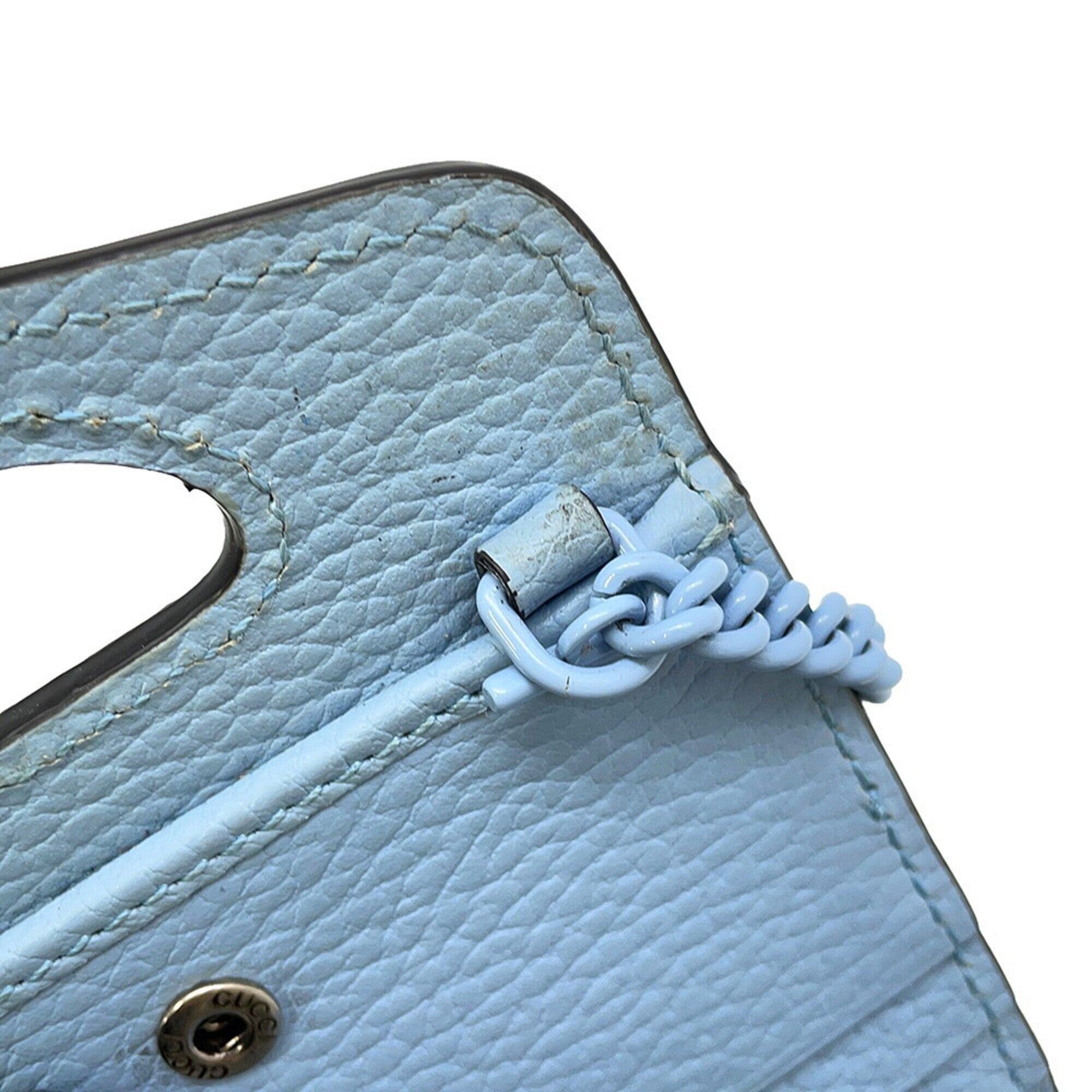 Gucci Light Blue Leather Chain/Shoulder Wallet (Pre-Owned)