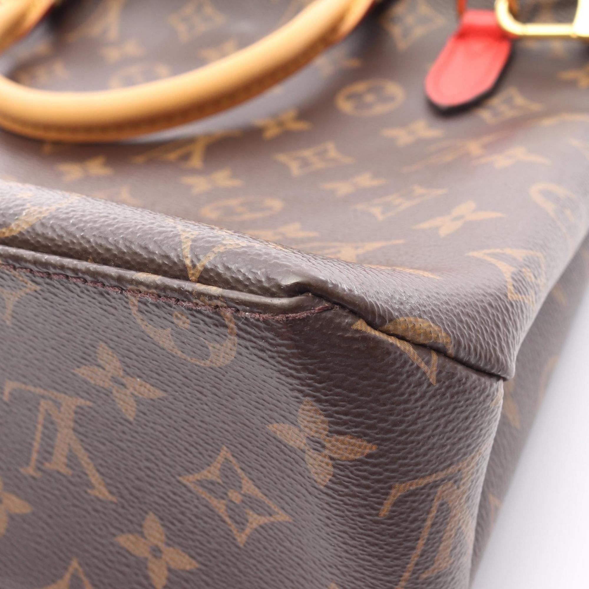 Louis Vuitton Brown Red Color Coated Canvas Leather Handbag