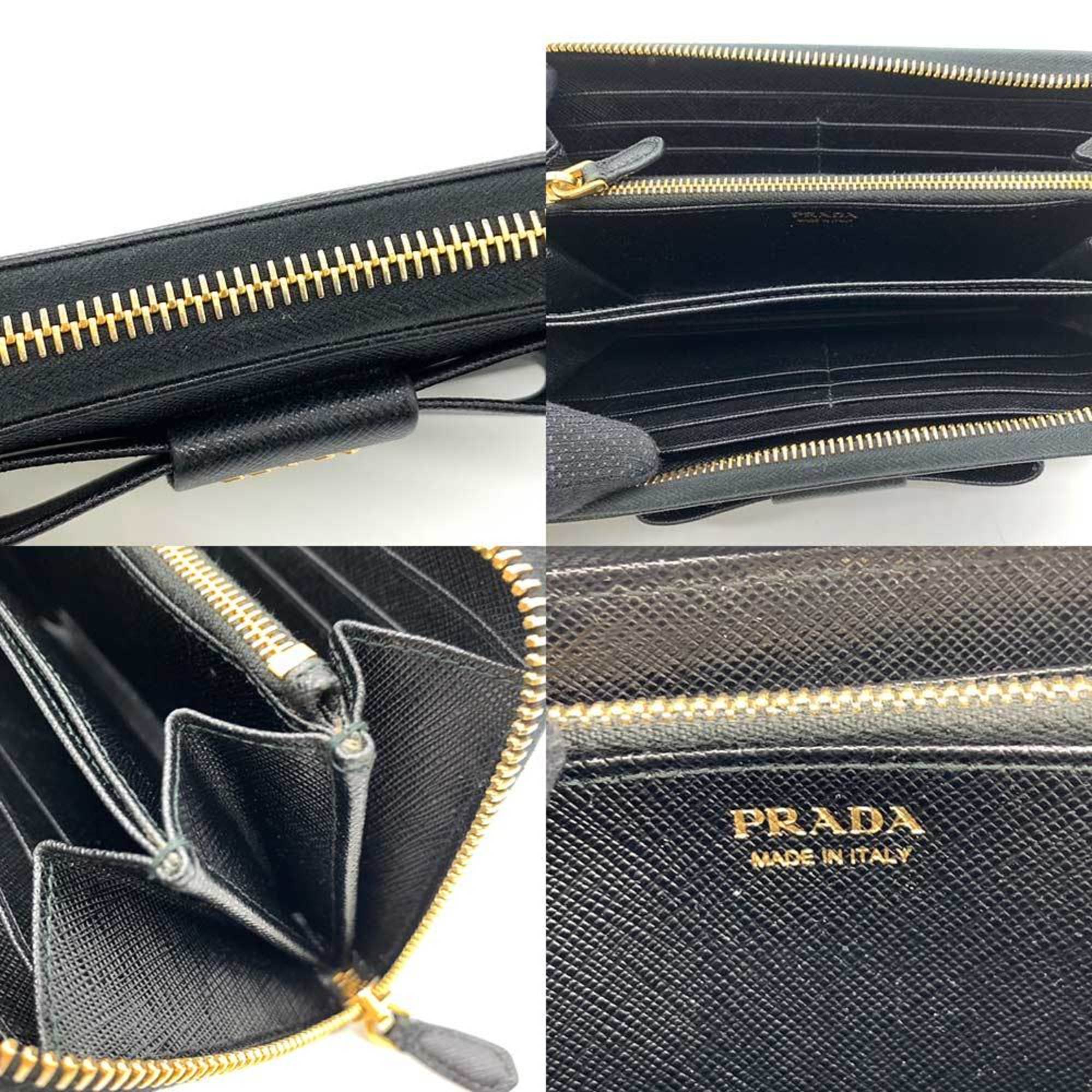 Prada Saffiano Black Saffiano Long Wallet (Bi-Fold)