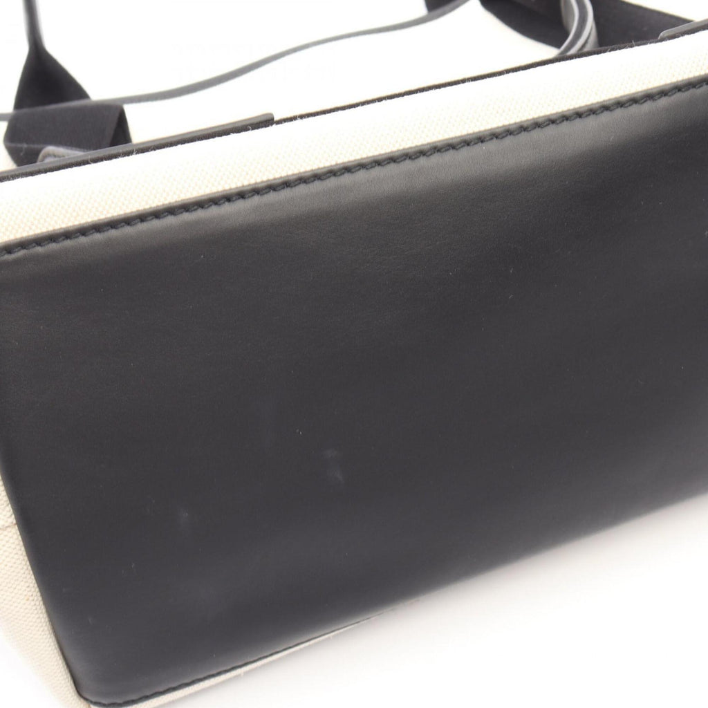 Balenciaga Black Ivory Canvas Leather Handbag Tote