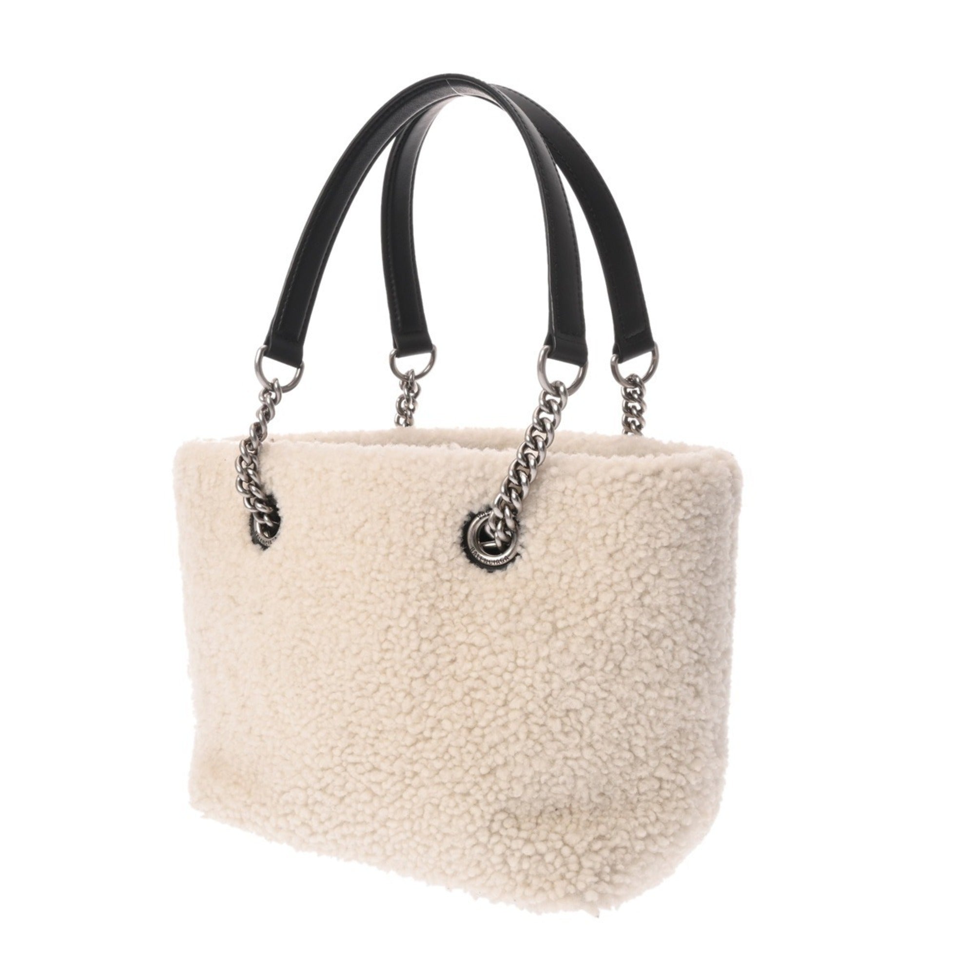 Balenciaga Black White Leather Tote