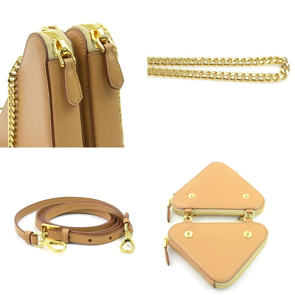 Prada Beige Leather Viscose Shoulder Bag