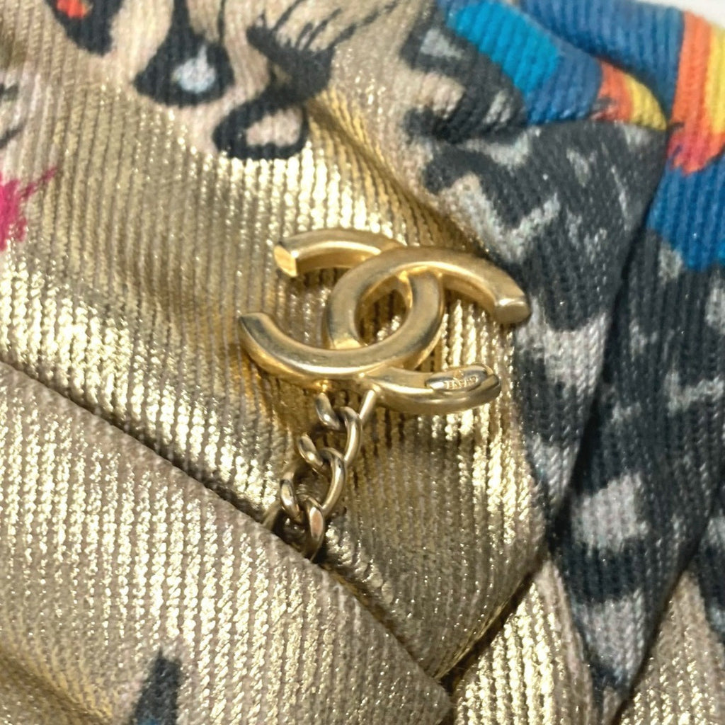 Chanel Gold Leather Canvas Backpack