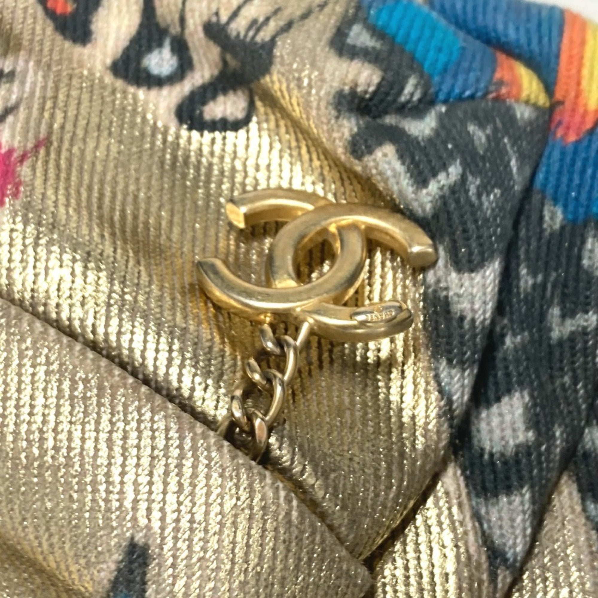 Chanel Gold Leather Canvas Backpack