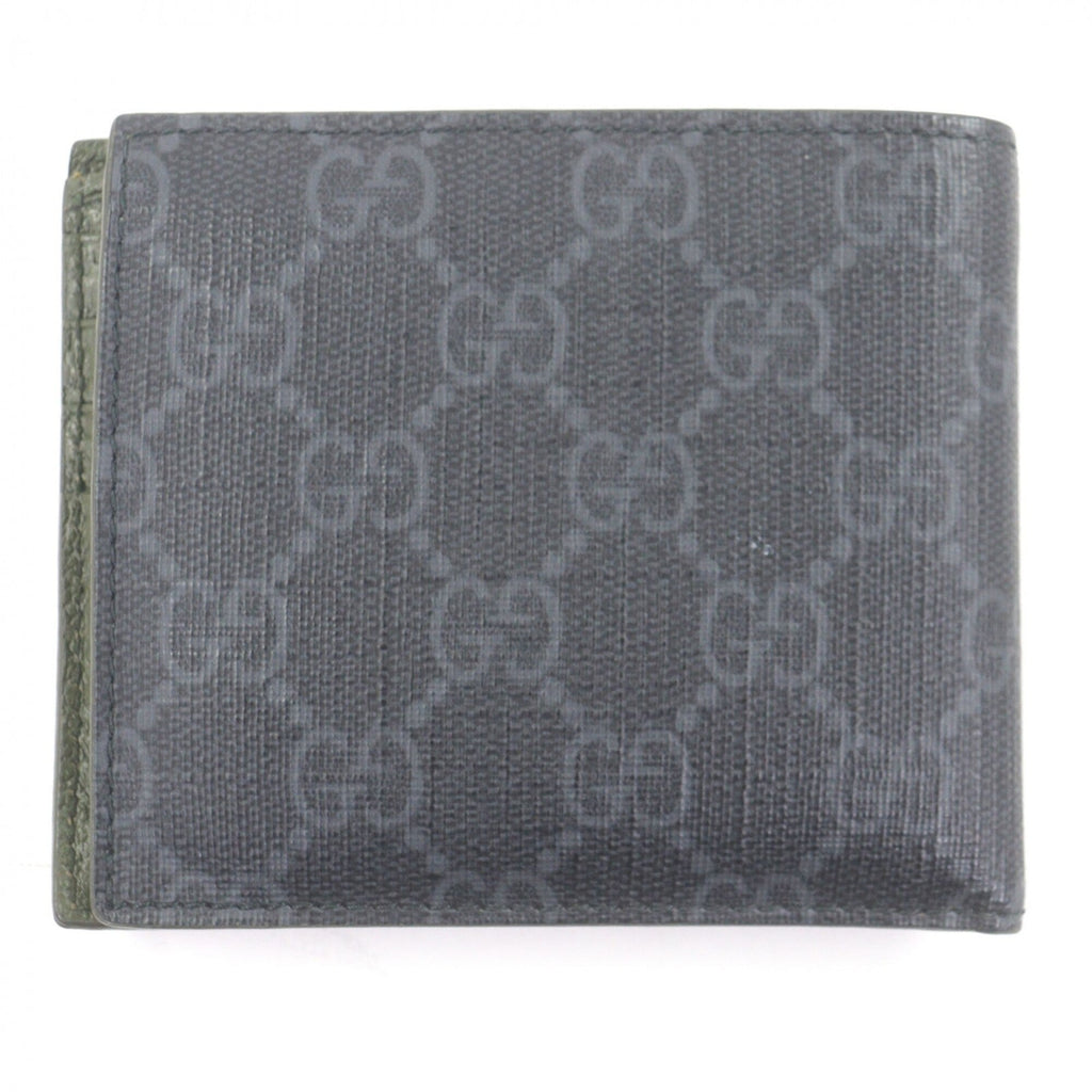 Gucci Gray Khaki Gg Canvas Leather Wallet (Bi-Fold) (Pre-Owned)