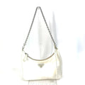 Prada Beige White Yellow Nylon Pouch Shoulder Bag