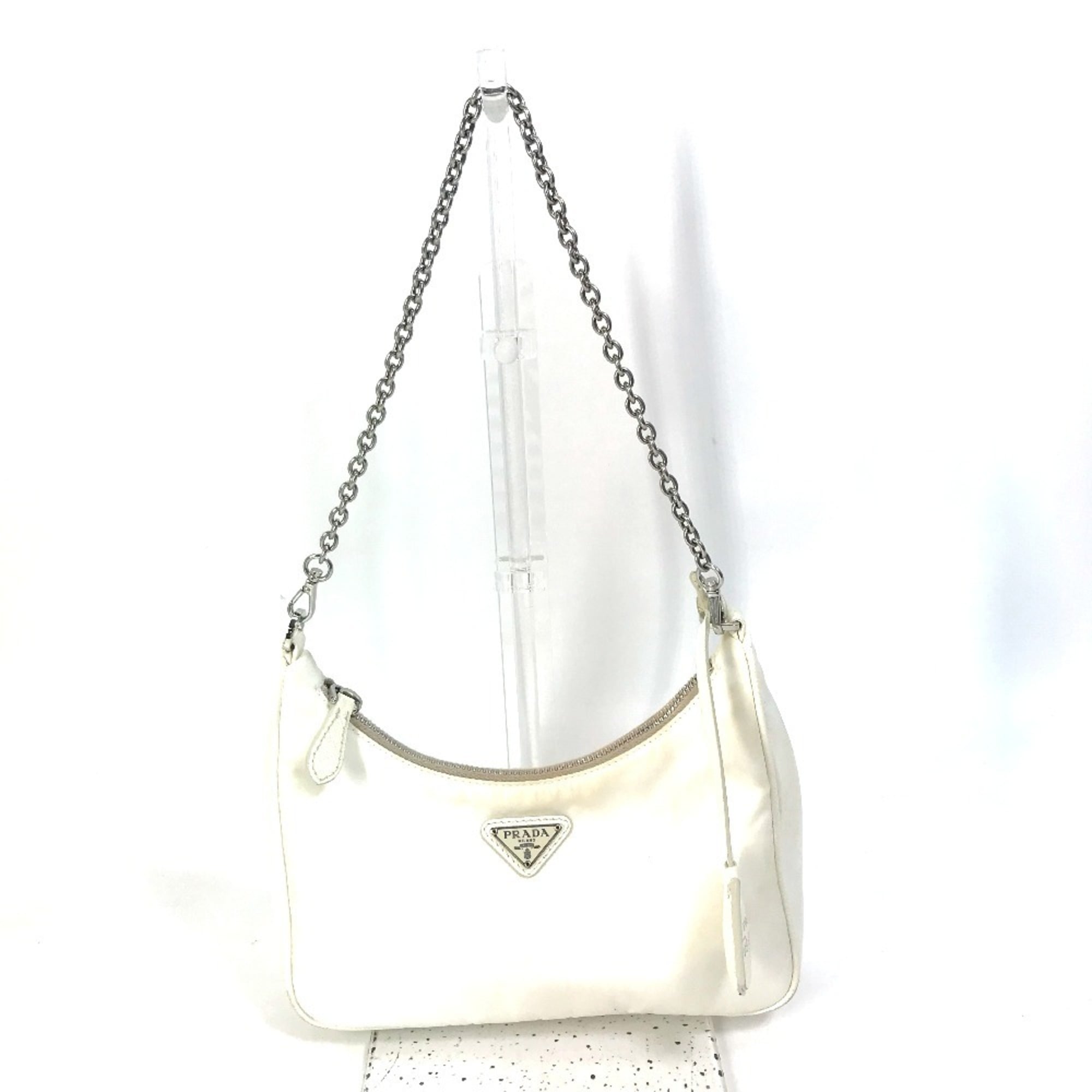 Prada Beige White Yellow Nylon Pouch Shoulder Bag
