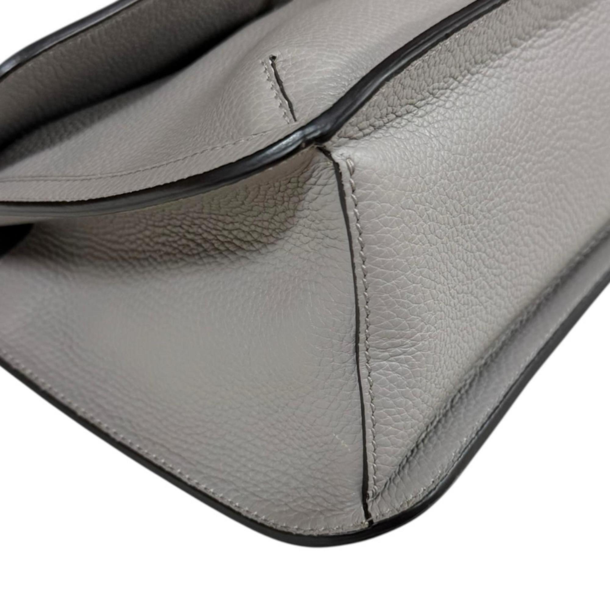Gucci Gray Leather Shoulder Bag (Pre-Owned)