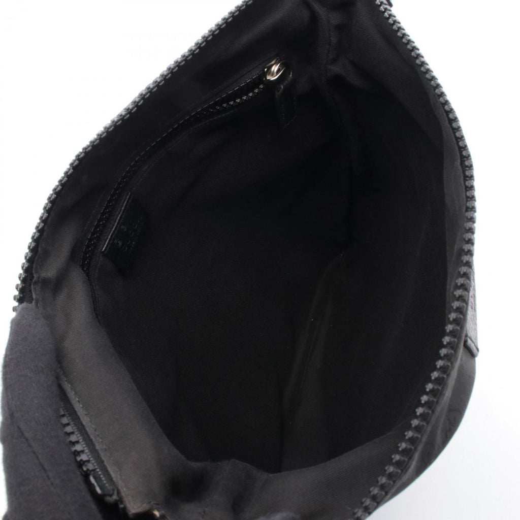 Gucci Black Leather Nylon Canvas Handbag Shoulder Bag (Pre-Owned)