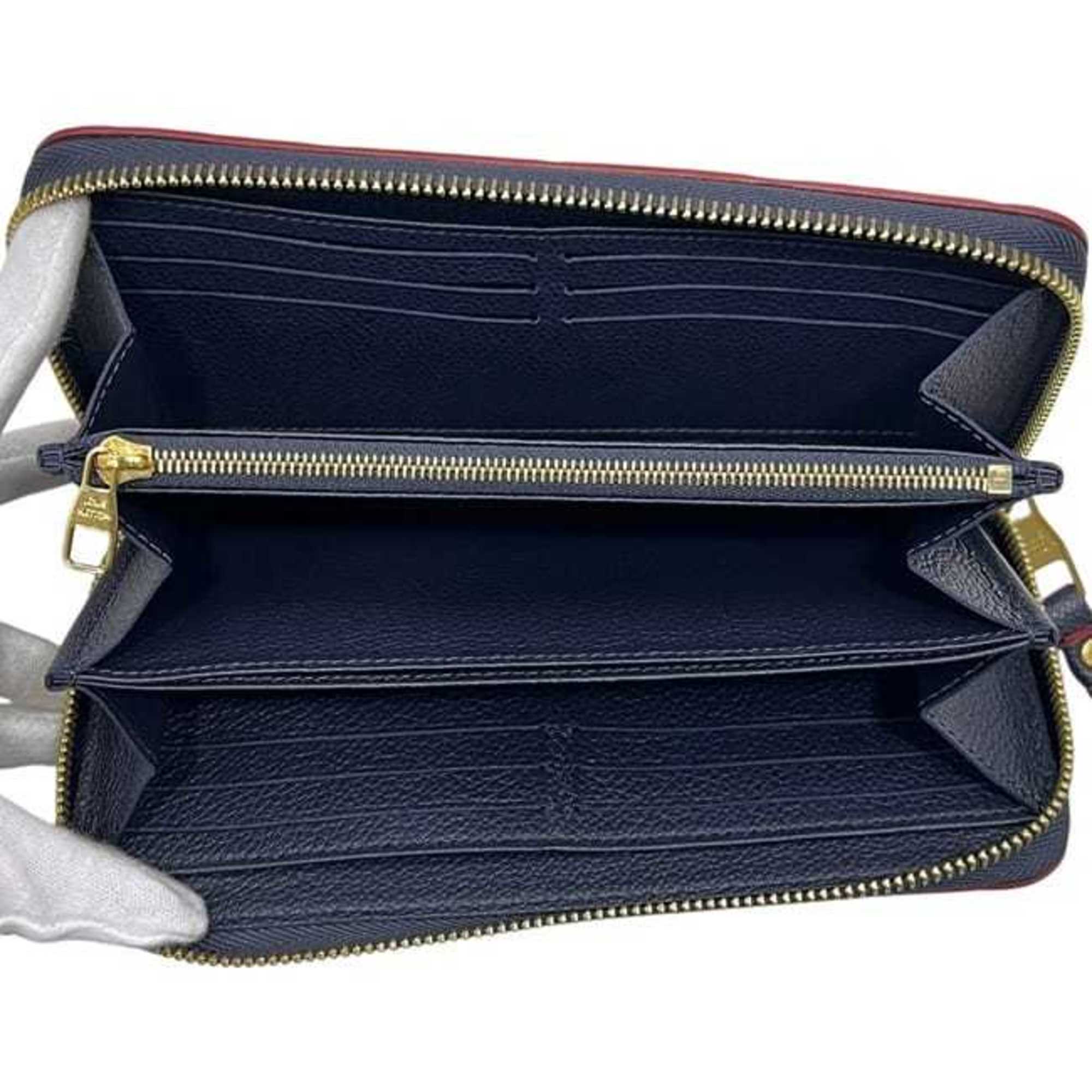 Louis Vuitton Monogram Empreinte Marine Rouge Navy Leather Long Wallet