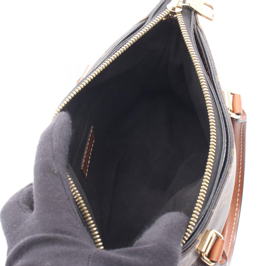 Louis Vuitton Black Brown Monogram Coated Canvas Leather Handbag