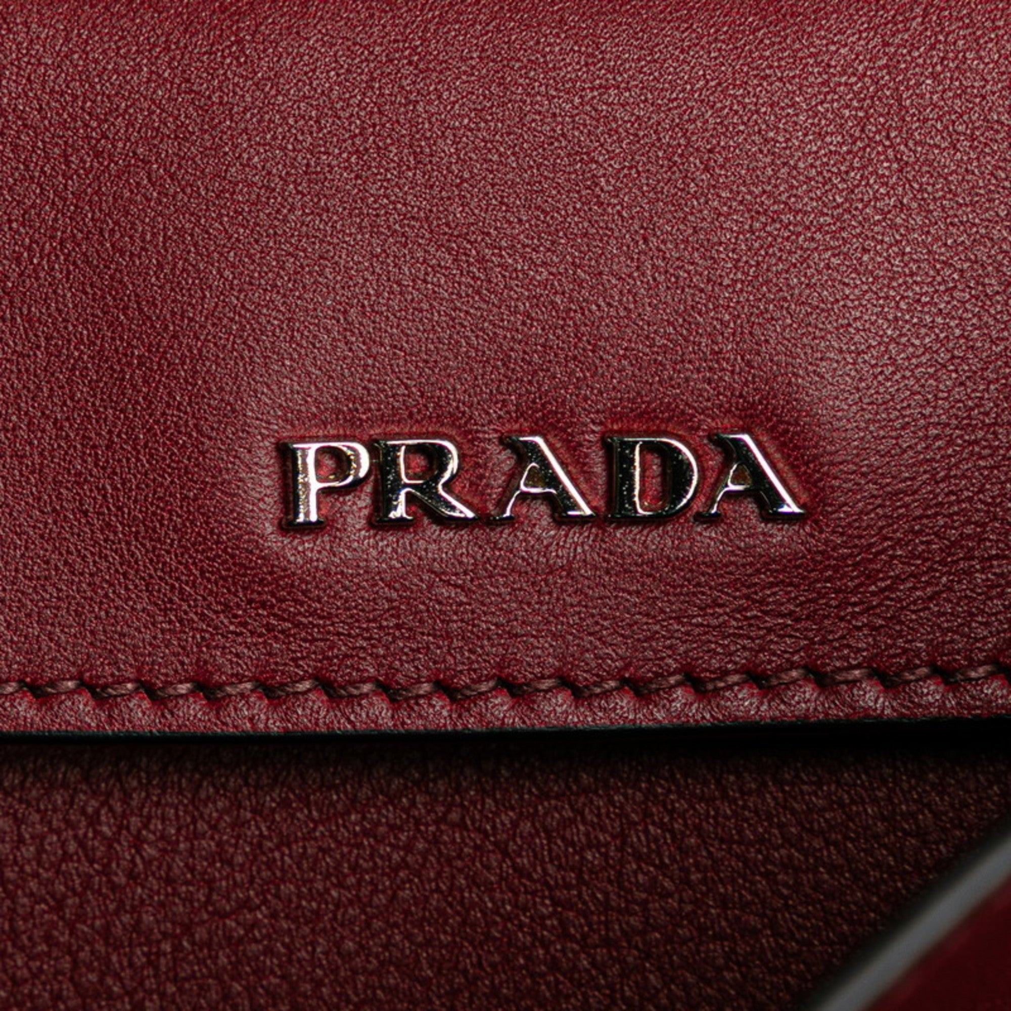 Prada Red Color Leather Shoulder Bag