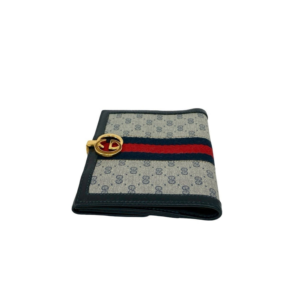 Gucci Navy Red Color Leather Pvc Wallet (Bi-Fold) (Pre-Owned)