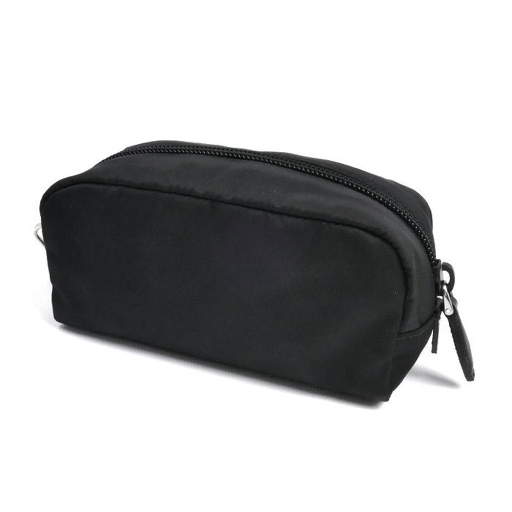 Prada Black Leather Nylon Pouch
