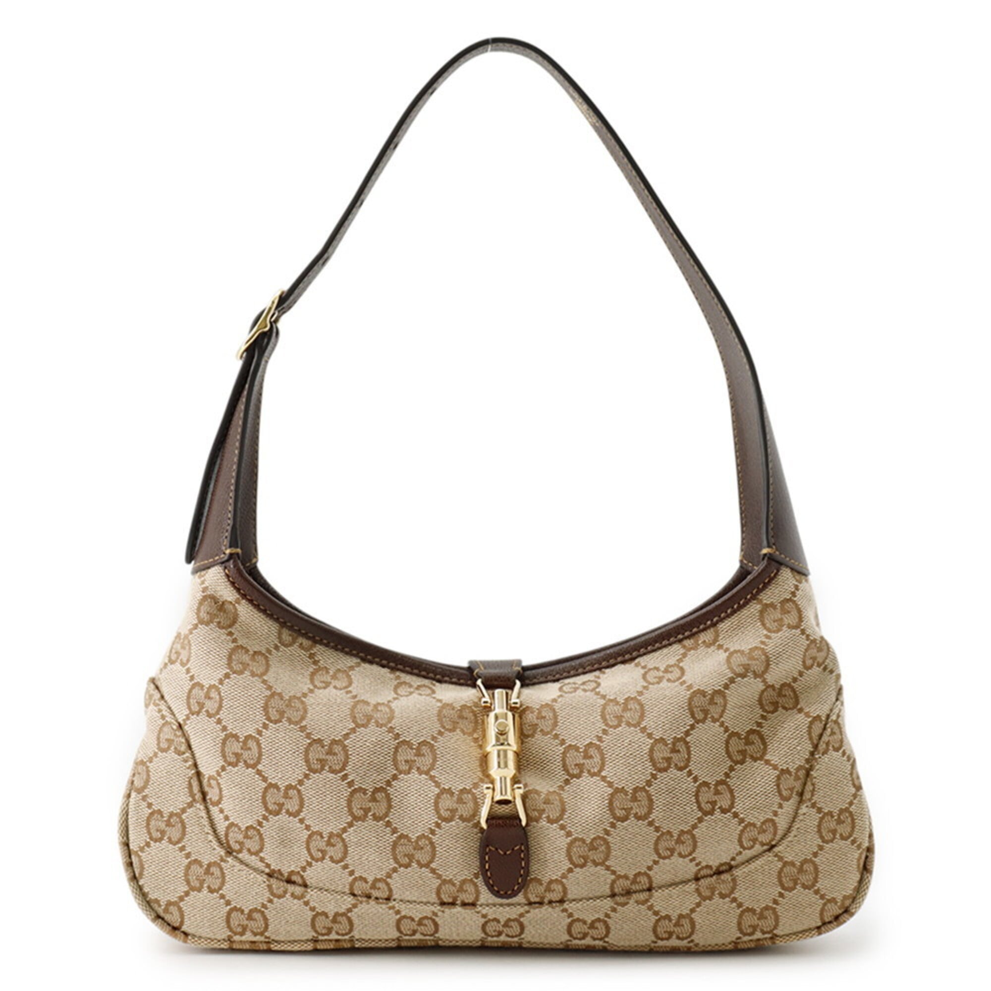 Gucci Brown Gg Canvas Leather Handbag Shoulder Bag (Pre-Owned)