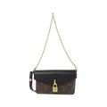 Louis Vuitton Black Brown Coated Canvas Leather Shoulder Bag