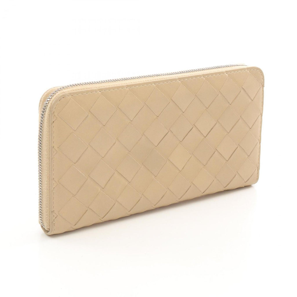 Bottega Veneta Beige Leather Long Wallet (Bi-Fold)