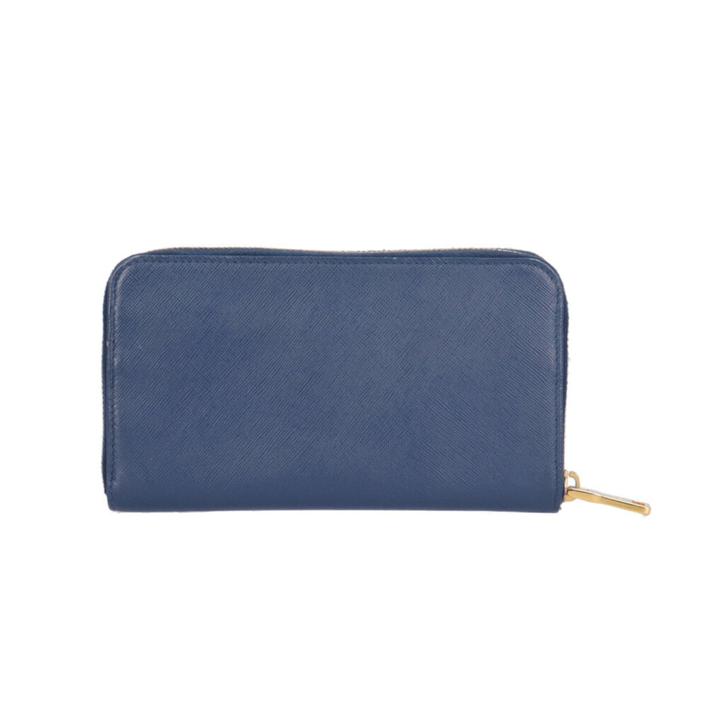 Prada Blue Leather Long Wallet (Bi-Fold)
