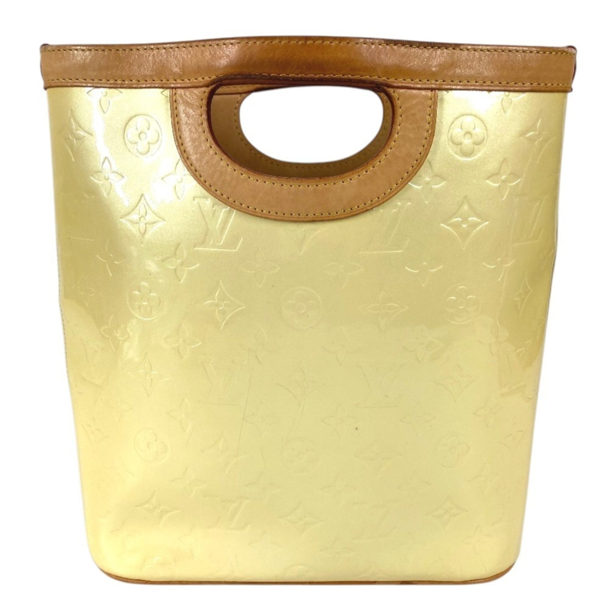 Louis Vuitton White Yellow Monogram Vernis Canvas Handbag