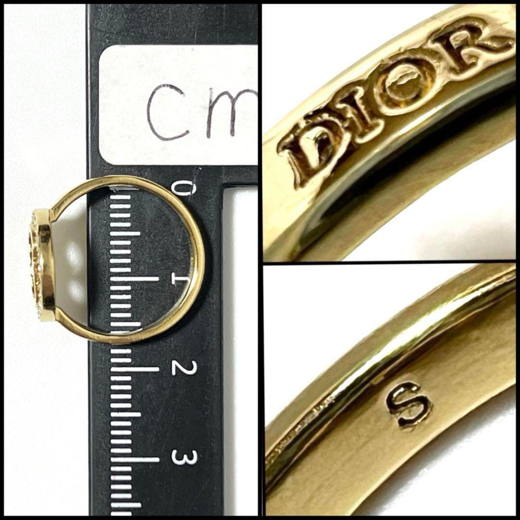 Christian Dior Metal Rhinestone Band Ring (Pre-Owned)