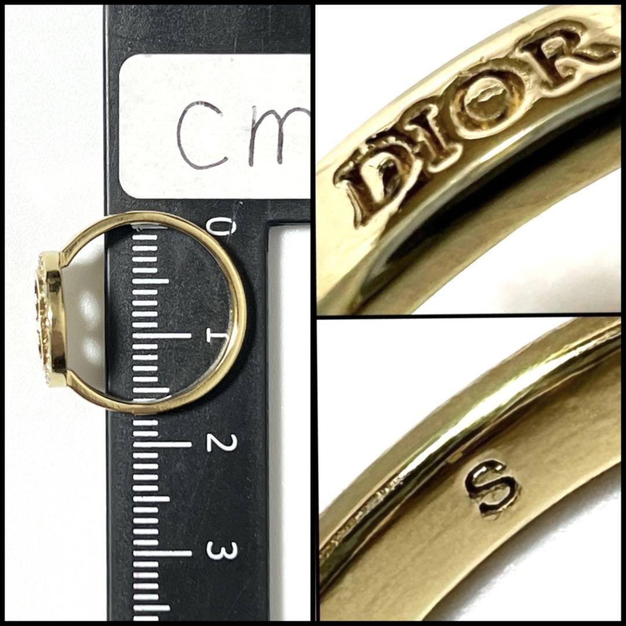 Christian Dior Metal Rhinestone Band Ring (Pre-Owned)