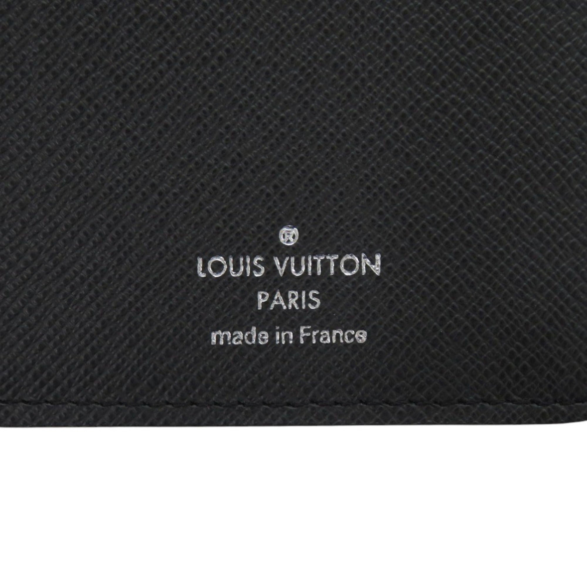 Louis Vuitton Black Noir Taiga Leather Leather Long Wallet