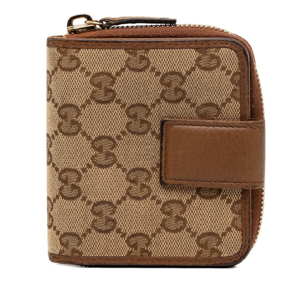 Gucci Beige Brown Canvas Leather Wallet (Bi-Fold) (Pre-Owned)