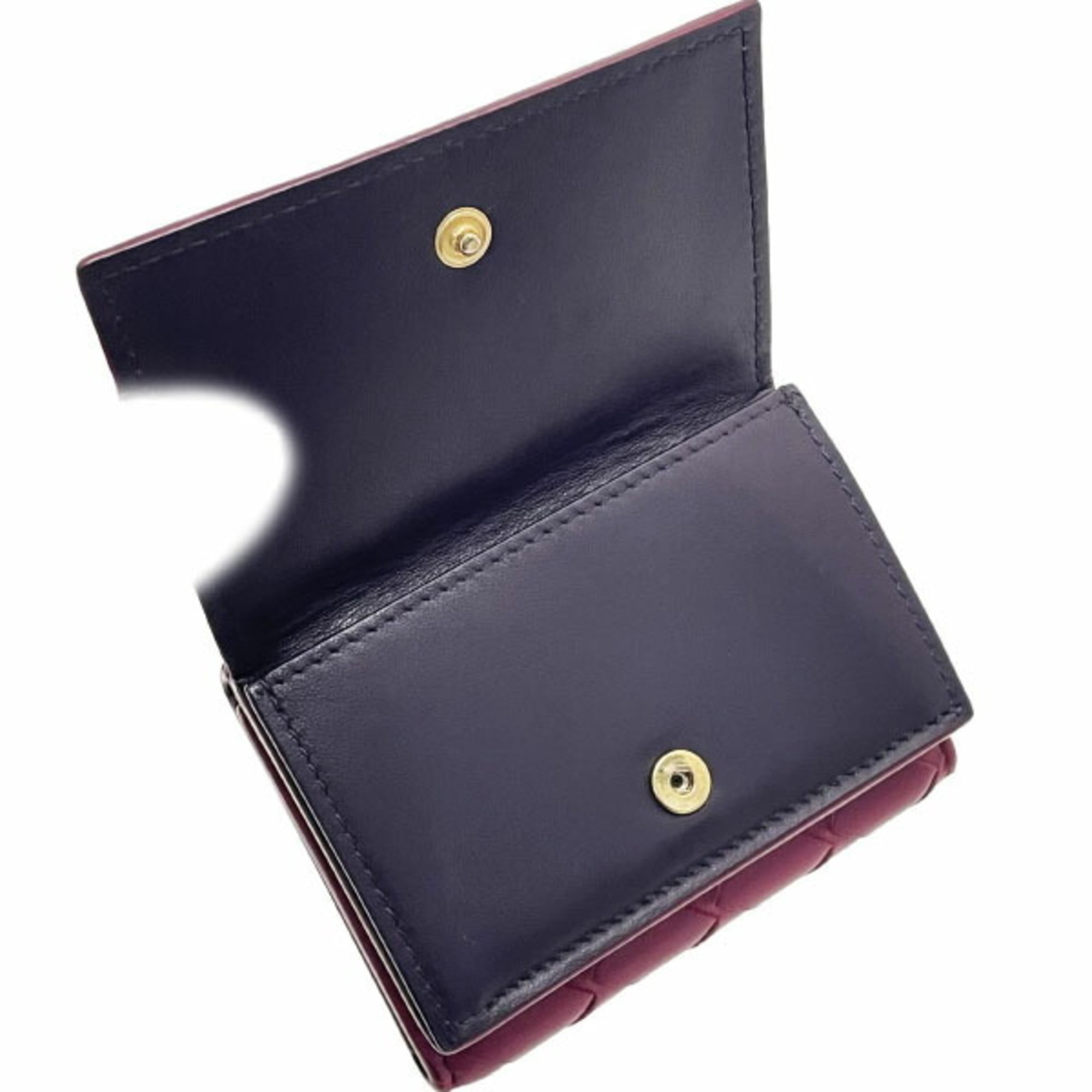 Bottega Veneta Red Color Wine Intrecciato Wallet (Tri-Fold)