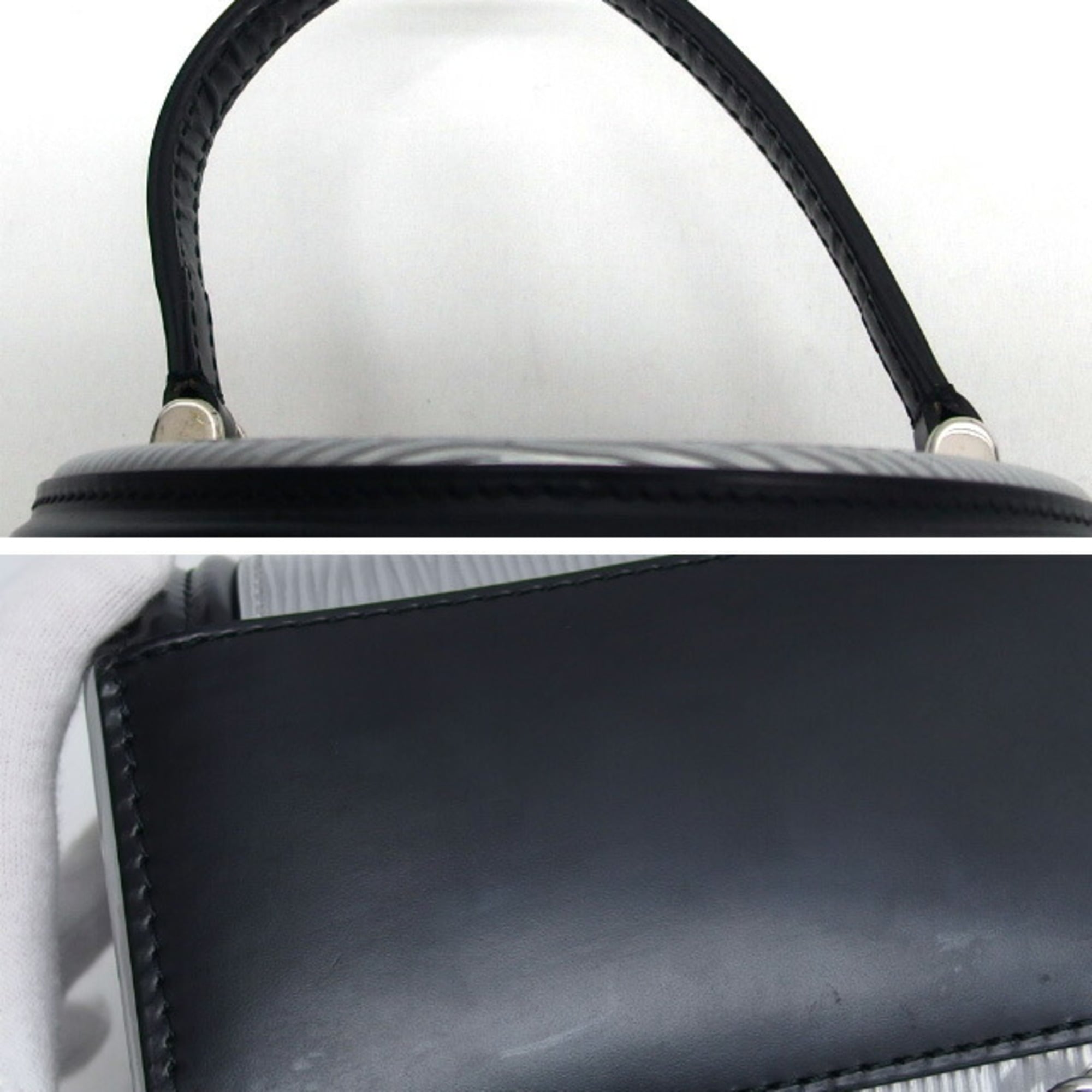 Louis Vuitton Noir Silver Epi Leather Leather Handbag Shoulder Bag Vanity Bag
