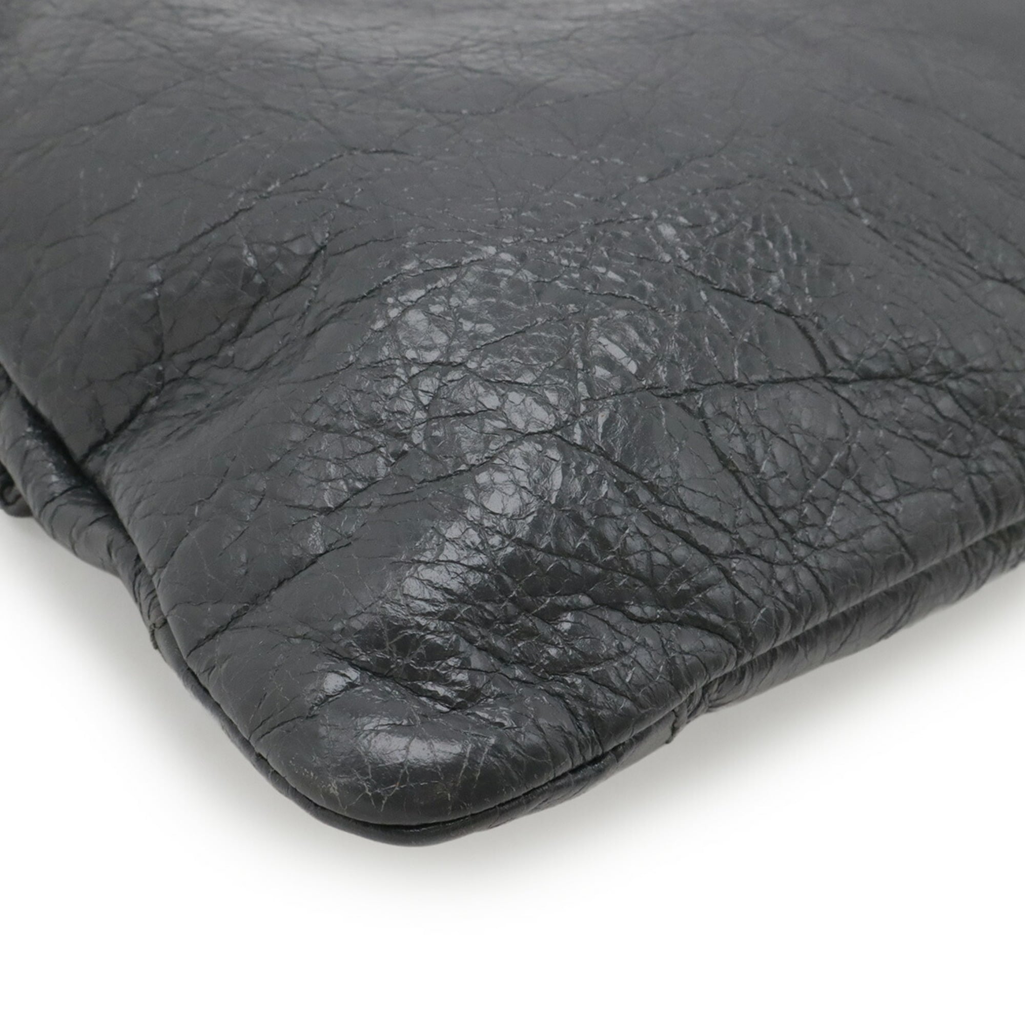 Balenciaga Giant Dark Gray Leather Clutch Bag Shoulder